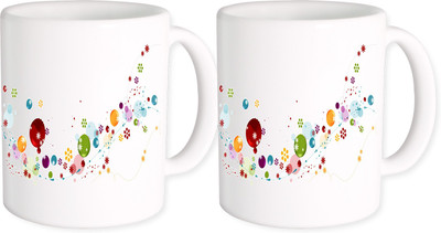 

Heyworlds gifts for art design 001 Ceramic Mug(325 ml, Pack of 2), Multicolor