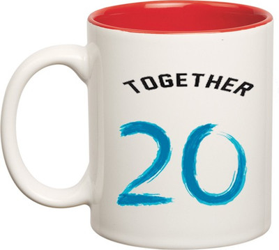 

Huppme Together Since 2014 Inner red Ceramic Mug(350 ml), Red;white