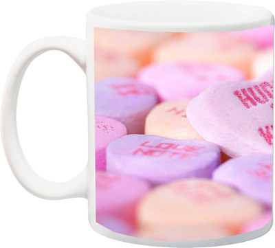 

ME&YOU Gift for Husband/Wife/Girlfriend/Boyfriend/Lover;"Special Beautiful Hug & Kisses Pink 3D printed Ceramic Mug(325 ml), Multicolor