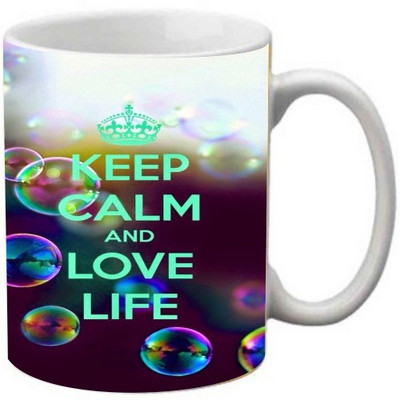 

Maison N Mode Keep Calm And Love Life Coffee Ceramic Mug(330 ml), Multicolor