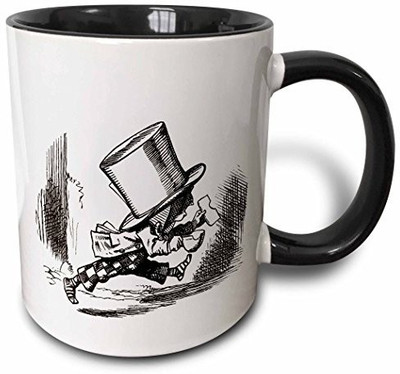 

3dRose mug_179086_4 Alice in Wonderland Mad Hatter Two Tone Black, 11 oz, Black/White Ceramic Mug(60 ml), Multicolor