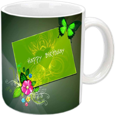 

Raj Laxmi b'day butterfly white Ceramic Mug(350 ml)