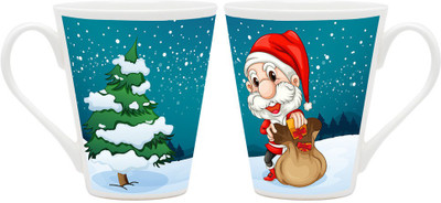 

Homesogood Santa With Gifts Ceramic Mug(355 ml, Pack of 2)