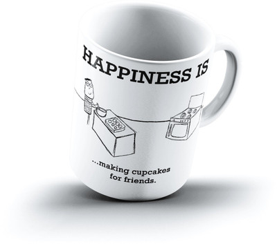 

Ucard Happiness Is1505 Bone China, Ceramic, Porcelain Mug(325 ml), Multicolor