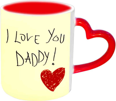 

Raj Laxmi I Love You Daddy Red Heart Handle Ceramic Mug(350 ml)