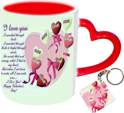 

Raj Laxmi love you keyring red handle valentine Ceramic Mug(350 ml)