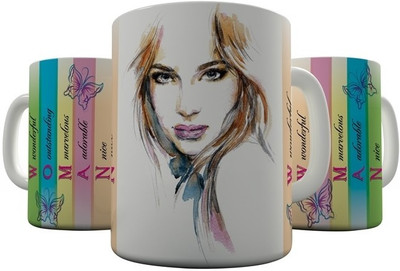 

Shaildha WD03 Ceramic Mug(350 ml), Multicolor