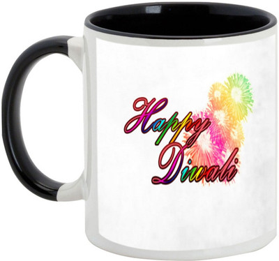 

AllUPrints Diwali Gifts - Let Deepawali Lead You From Untruth To Truth Ceramic Mug(325 ml), Black