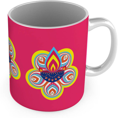 

Tradition India Designer Printed Pink Delightful Coffees Pair 578 Ceramic Mug(300 ml, Pack of 2)