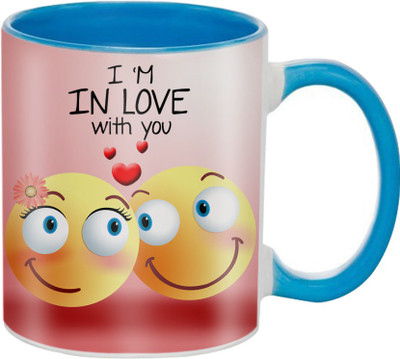 

SKY TRENDS Beautiful Special and Best Happy Valentine Gifts for Boyfriend Girlfriend Fiance Wife Husband Friends Birthday Anniversary118 Ceramic Mug(325 ml), Blue