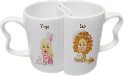 

Ucard Virgo and Leo Zodiac Sign Valentines Day Couple Bone China, Ceramic, Porcelain Mug(325 ml), Multicolor