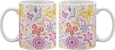 

Artifa Flowers And Butterfly Pattern Porcelain, Ceramic Mug(350 ml), Multicolor