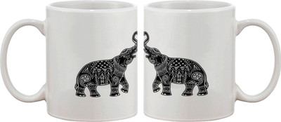 

Artifa Two Indian Elephants Porcelain, Ceramic Mug(350 ml), Multicolor