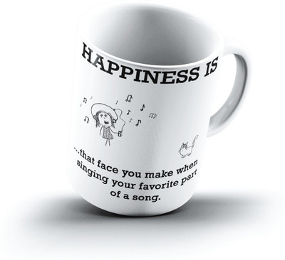

Ucard Happiness Is2009 Bone China, Ceramic, Porcelain Mug(325 ml), Multicolor