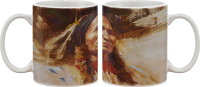 

Artifa Red Indian Artistic Porcelain, Ceramic Mug(350 ml), Multicolor