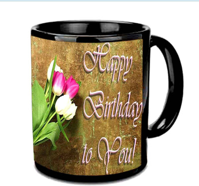 

Raj Laxmi flower sand black Ceramic Mug(350 ml)