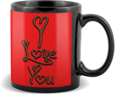 

SKY TRENDS I Love You With Cocholate Flavour Black Coffee Valetine's Ceramic Mug(320 ml)