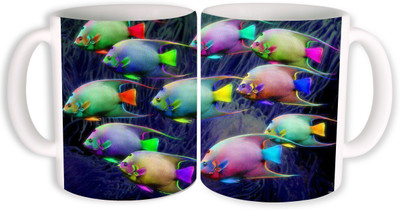 

PhotogiftsIndia fish design Ceramic Mug(350 ml, Pack of 2), Multicolor