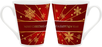 

Homesogood New Year Full Of Stars Ceramic Mug(355 ml, Pack of 2)