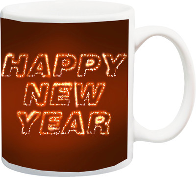 

ME&YOU Happy New Year Fire Printed Ceramic Mug(325 ml), Multicolor