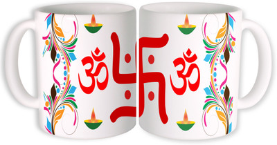 

PhotogiftsIndia om saswat design Ceramic Mug(350 ml, Pack of 2), Multicolor