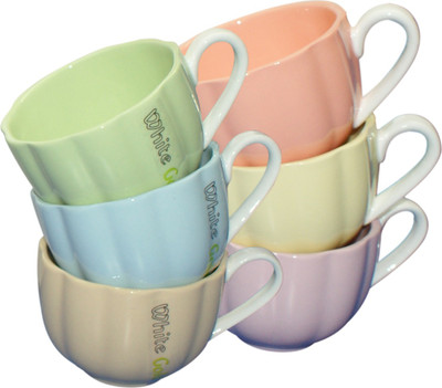 

White Gold 8061-6 Multicolor Cups Set Porcelain Mug(150 ml, Pack of 6)