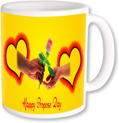 

PhotogiftsIndia Happy Propose Day With Heart Rose Ceramic Mug(325 ml), Multicolor