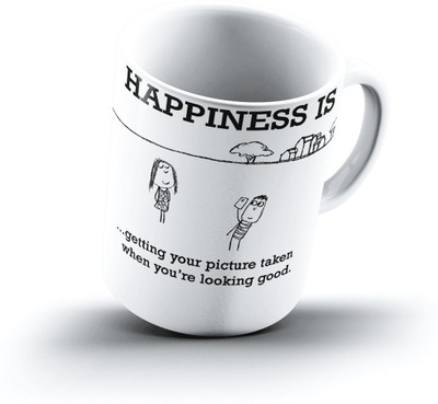 

Ucard Happiness Is2152 Bone China, Ceramic, Porcelain Mug(325 ml), Multicolor