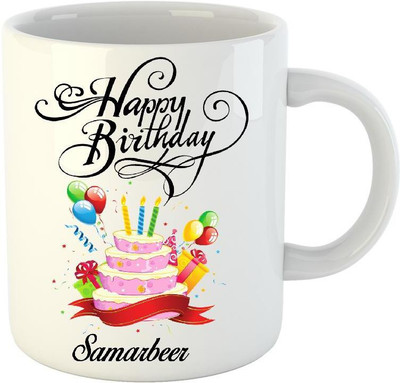 

Huppme Happy Birthday Samarbeer White (350 ml) Ceramic Mug(350 ml)