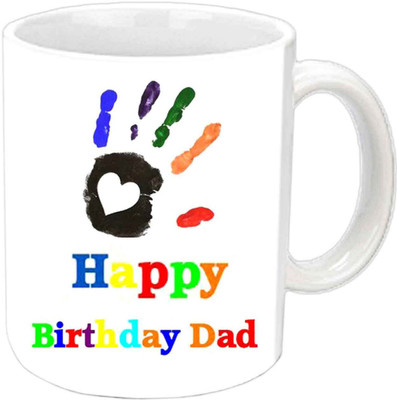 

Raj Laxmi hand print appy b'day white Ceramic Mug(350 ml)