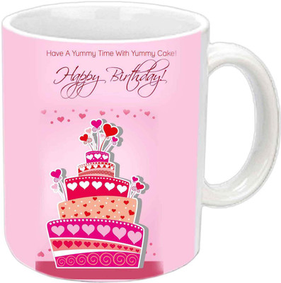 

Raj Laxmi Hearts cake white mug Ceramic Mug(350 ml)