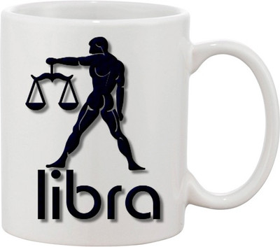 

Ashvah Libra Black Ceramic Mug(350 ml), Multicolor