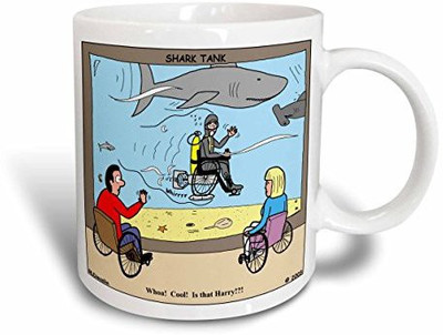 3dRose Wheeler Shark Tank Ceramic, 11 oz, White Ceramic Mug(60 ml), Multicolor