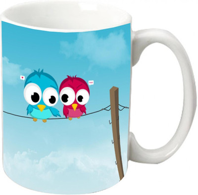 

Maison N Mode Cartoon Couple Coffee Ceramic Mug(330 ml), Multicolor