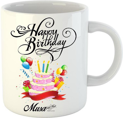 Huppme Happy Birthday Musa1 White (350 ml) Ceramic Mug(350 ml)