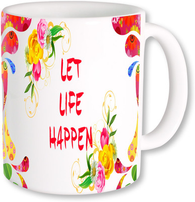 

PhotogiftsIndia Let Life Happen Ceramic Mug(325 ml), Multicolor