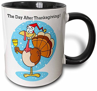 

3dRose mug_60022_4 Thankful Turkey Two Tone Black, 11 oz, Black/White Ceramic Mug(60 ml), Multicolor
