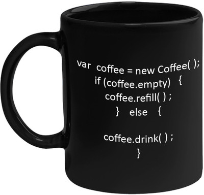 

Huppme Var Coffee Black 350ML Ceramic Mug(350 ml)