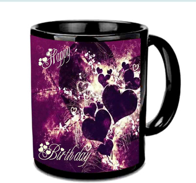 

Raj Laxmi Beautiful Theme For Happy B'day Black Ceramic Mug(3.5 ml)