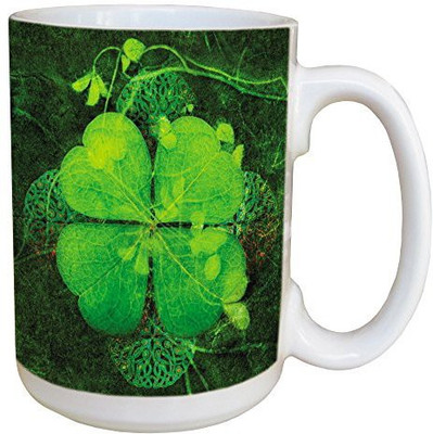 

Tree-Free Greetings Greetings 46150 Elena Ray Four Leaf Clover Ceramic with Full-Sized Handle, 15-Ounce Ceramic Mug(60 ml), Multicolor
