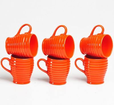

Cultural Concepts Orange Cara Tea Cups Ceramic(Orange, Pack of 6)