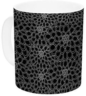 

Kess InHouse InHouse Julia Grifol Black Flowers Dark Floral Ceramic Coffee, 11 oz, Multicolor Ceramic Mug(60 ml)