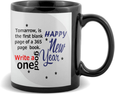 

SKY TRENDS happy new year tommorrow is the first blank page of a 365 page book gifts for boyfriend girlfriend friend sister brother Ceramic Mug(320 ml), Black