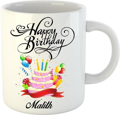 

Huppme Happy Birthday Malith White (350 ml) Ceramic Mug(350 ml)