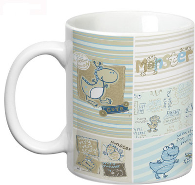 

Prithish Monster Kids Ceramic Mug(330 ml), Multicolor