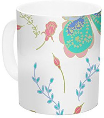 

Kess InHouse InHouse Anneline Sophia Leafy Butterflies Pink Teal Butterfly Ceramic Coffee, 11 oz, Multicolor Ceramic Mug(60 ml)