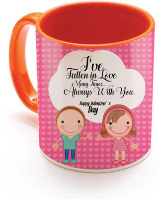

SKY TRENDS Valentine Gift for Girlfriend Love Printed I Love U Forever Perfect for Her Him Wife Fiance Anniversary And Birthday STGD003 Ceramic Mug(325 ml), Orange