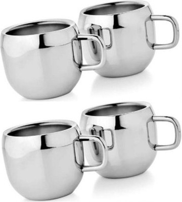 

Verow Double Wall Apple Set of 4 Stainless Steel(Silver, Pack of 4)