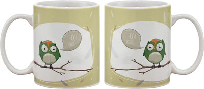 

Artifa Owl Hoot Porcelain, Ceramic Mug(350 ml), Multicolor