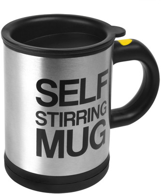 

Shopo Self Stirring Tea Coffee Stainless Steel Mug(250 ml), Black;silver